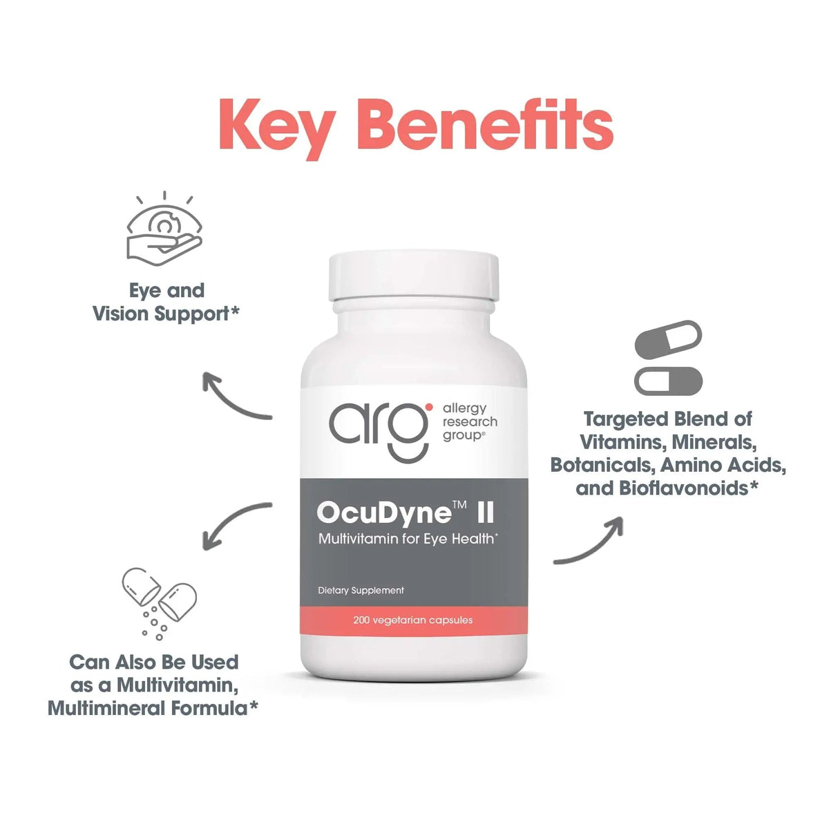 Allergy Research Group OcuDyne II Supplement - Eye Support Vitamins for Vision, Eye Health for Adults, Vision Support, Multivitamin Formula Allergy Research GroupBuy Supplements Australia