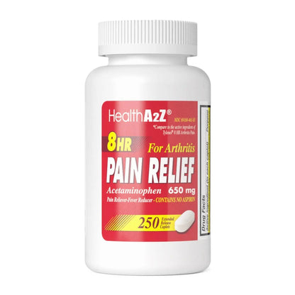 HealthA2Z® Pain Relief Extended Release | Acetaminophen 650mg | 8 Hours | Arthiritis Pain | Pain Reliever - Fever Reducer | Contains no Aspirin | (250 Caplets) HealthA2ZBuy Supplements Australia