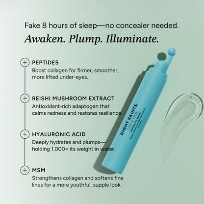 Eight Saints Tide & True Peptide Eye Serum for Puffiness & Wrinkles, Under Eye Roller Ball Treatment for Dark Circles & Fine Lines, with Peptides, Hyaluronic Acid, and Reishi Mushroom, 0.5 fl oz Eight Saints buy supplements Au