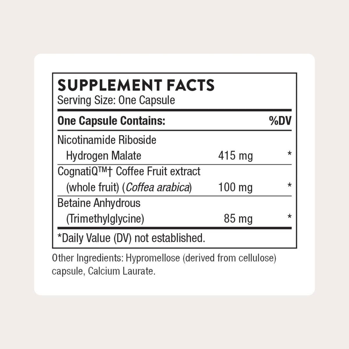THORNE - Brain Factors - Brain Health Supplement with Nicotinamide Riboside, Coffee Fruit Extract & Betaine Anhydrous - Supports Learning, Memory & Cognition* - 30 Servings THORNEBuy Supplements Australia