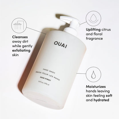 OUAI Hand Wash and Hand Lotion Set, Dean Street Scent - Moisturizes and Exfoliates with Daily Use - Made with Jojoba Esters, Avocado & Rosehip Oils (16 Fl Oz Each) OUAIBuy Supplements Australia