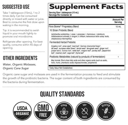 Flora Biome - Live Probiotic, Prebiotic, & Postbiotic – Organic Live-Culture – 10 Probiotic Strains, 18 Fermented Herbs - Complete Gut Health & Microbiome Optimizer (16 oz) Triquetra HealthBuy Supplements Australia