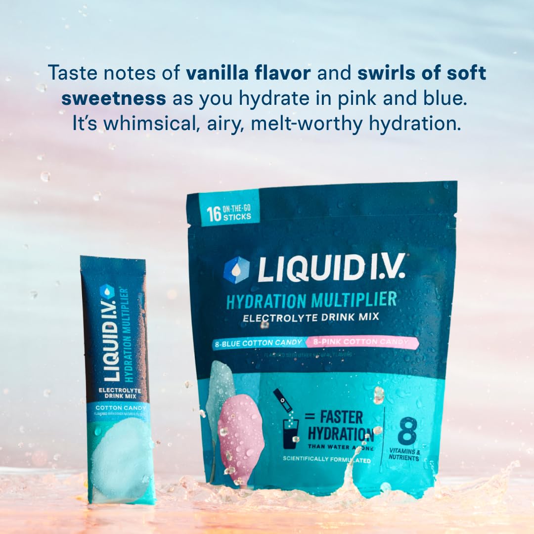 Liquid I.V.® Hydration Multiplier - Cotton Candy | Electrolyte Powder Drink Mix | 1 Pack (16 Servings) Liquid I.V.Buy Supplements Australia