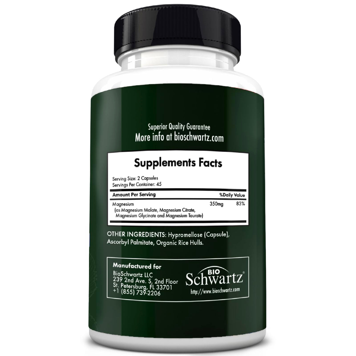 BioSchwartz Magnesium Complex Supplement (90 Capsules) 350mg Magnesium Glycinate Citrate Malate and Taurate Per Serving for Healthy Nerves Muscles Heart Sleep Support (Vegan, Gluten-Free, Non-GMO) BioSchwartzBuy Supplements Australia