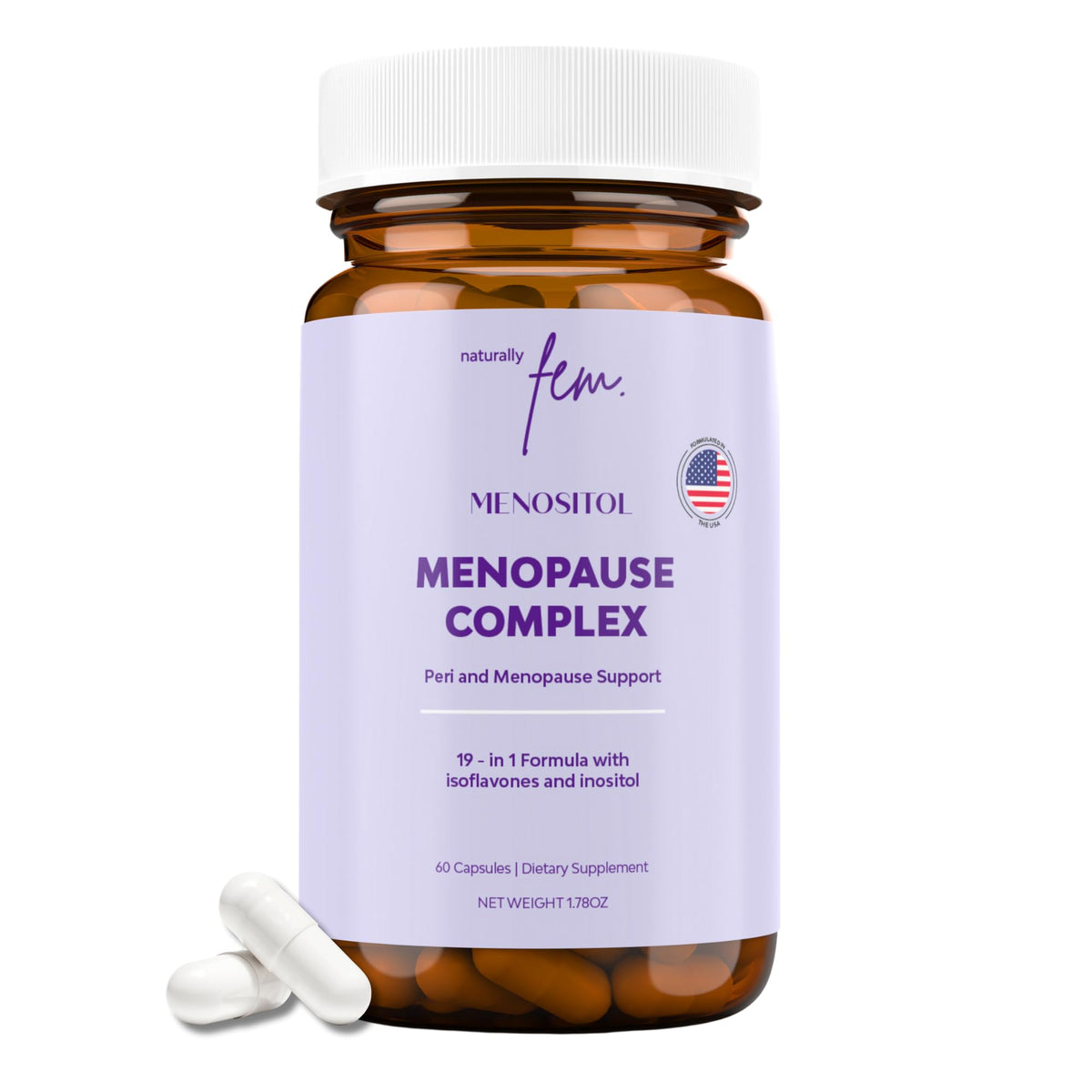 Inositol FEM Menositol 19-in-1 60Caps, Perimenopause & Menopause Supplements for Women Weight Loss with Myo-Inositol, D-chiro and Isoflavones, Control Metabolic Health, 100% Natural, Hormone, SoyFree QSTABuy Supplements Australia