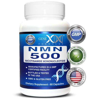 Genex Formulas NMN 500mg - 99% Pure Shelf Stabilized Supplement Capsules for Increased NAD Levels & Healthy Aging, GMP Certified, 500mg per Serving, 60 Capsules Genex FormulasBuy Supplements Australia