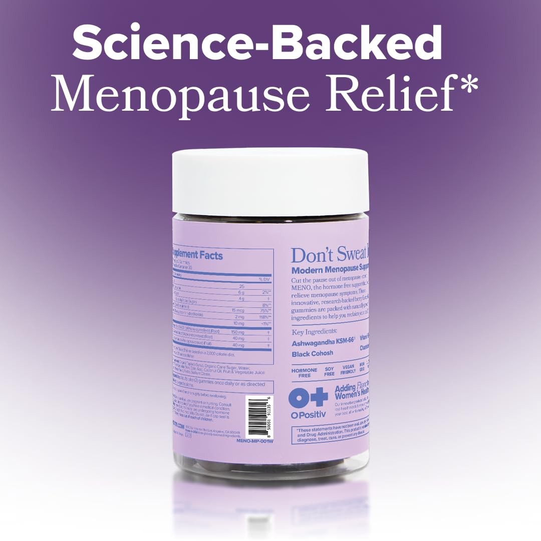 O Positiv MENO Gummies for Menopause, 30 Servings (Pack of 1) - Hormone-Free Supplements for Women with Black Cohosh & Ashwagandha KSM-66 - Helps Alleviate Hot Flashes, Night Sweats, & Mood Swings O PositivBuy Supplements Australia