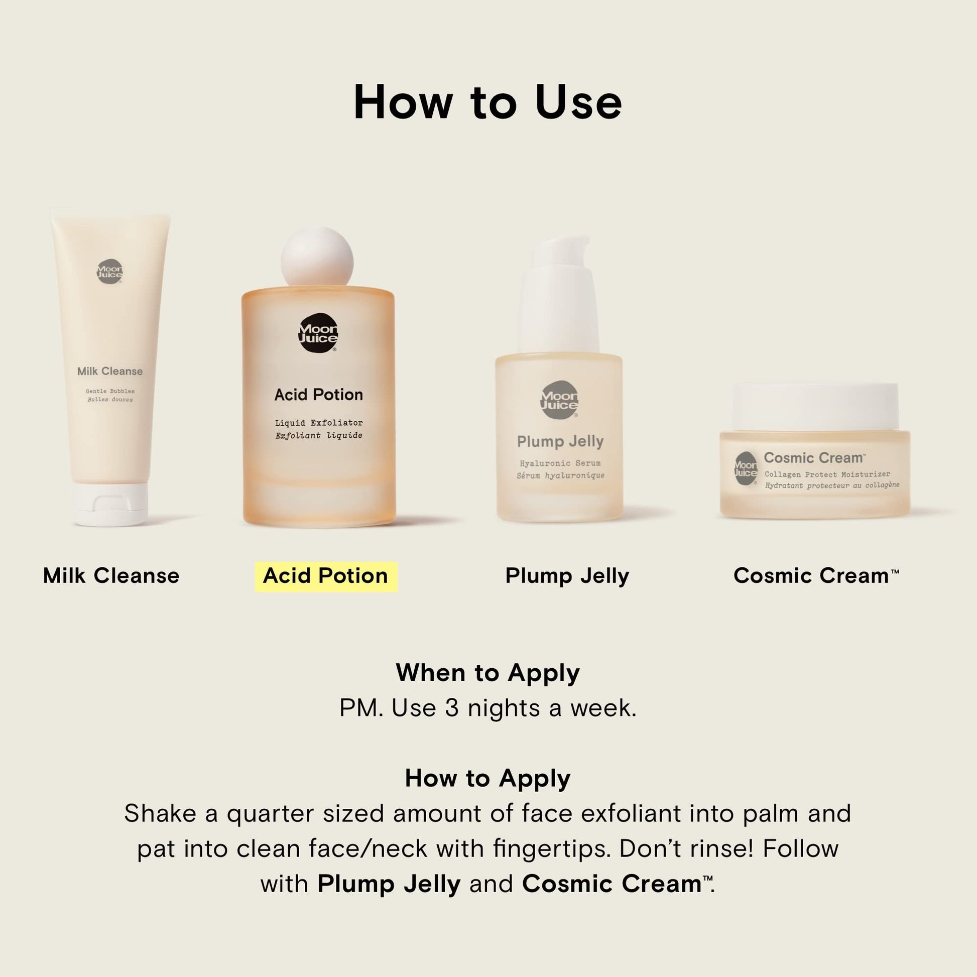 Moon Juice Acid Potion Liquid Face Exfoliator - 25% AHA BHA Exfoliant with Reishi + Niacinamide - Helps Resurface Skin, Unclog Pores, & Stimulate Collagen - Hydrates & Soothes Skin (3.3 Fl oz) Moon JuiceBuy Supplements Australia