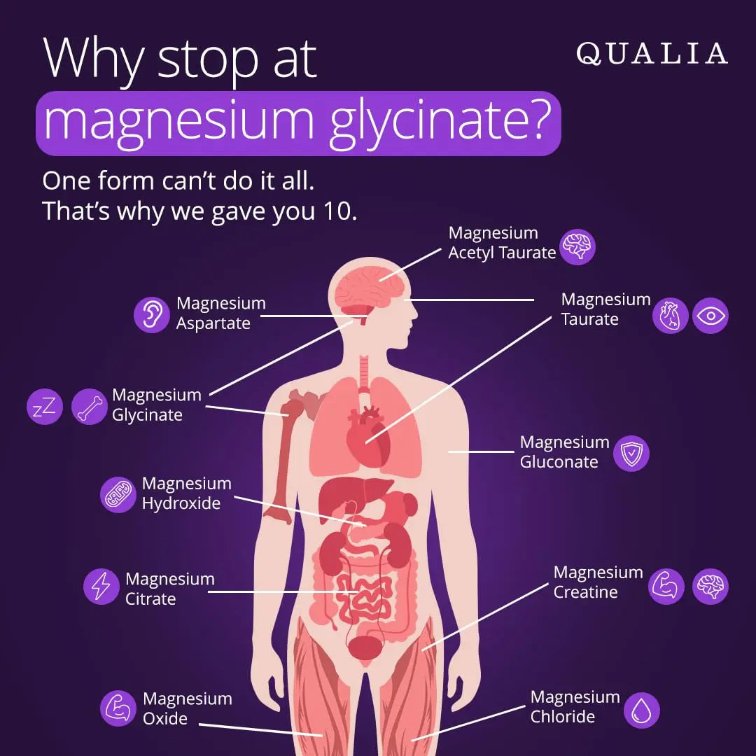 Qualia Magnesium+ | Doctor-Formulated. Premium Formula | High Bioavailability | 10 Forms of Magnesium & 70+ Minerals | Relaxed Mood, restful Sleep QUALIA LIFE SCIENCES canada supplements