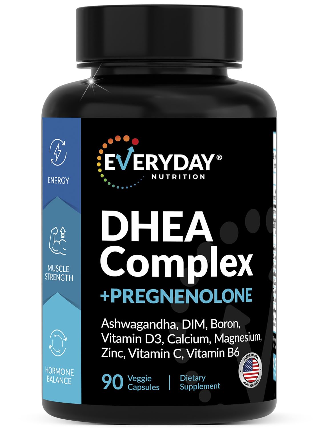 DHEA Micronized 200mg Complex with Pregnenolone 100mg Supplement for Men & Women with Ashwagandha, DIM, Magnesium, Boron, Calcium , Zinc, Vitamin D3, C and B6 Hormone Support - Made in USA 90 Capsules EVERYDAY NUTRITIONBuy Supplements Australia