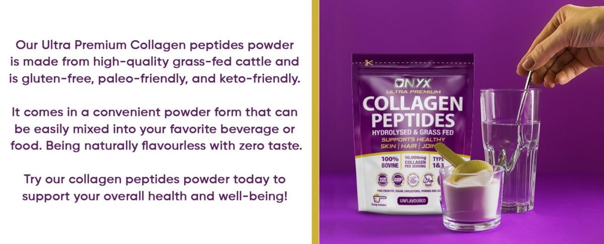 Premium Collagen Powder 300g Hydrolysed Bovine Collagen Peptides Powder ONYX INGREDIENTS 101Buy Supplements Australia