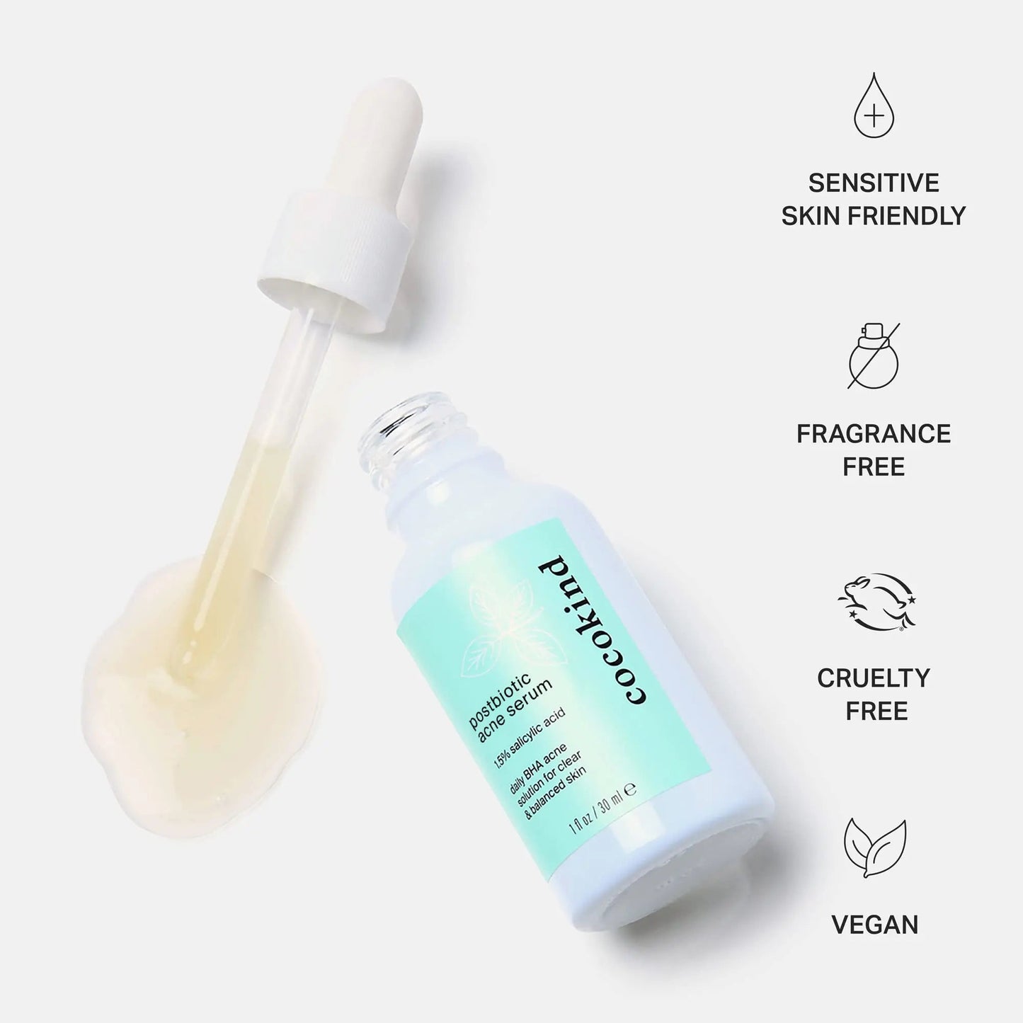 Cocokind Postbiotic Acne Serum, Salicylic Acid Serum and BHA Liquid Exfoliant - Exfoliating, Brightening and Hydrating Serum CocokindBuy Supplements Australia