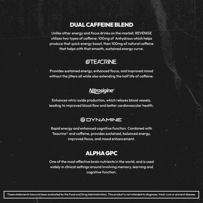 REVENGE BLK FLG Energy Drink Mix – Healthy Coffee Alternative with Natural Caffeine & Nootropics – Focus & Clean Energy Supplement – Sugar Free – 15 On-The-Go Stick Packs REVENGEBuy Supplements Australia