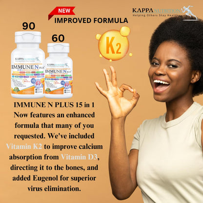 (90 Capsules), NAC 600mg, Quercetin 1,000mg, Vitamin C 500mg, Zinc 50mg, Vitamin D3 5,000iu, Selenium, Copper, Acerola, Ginger, Rutin, Citrus Bioflavonoids, Rose Hips, Echinacea, Immune N Plus 15 in 1 KAPPA NUTRITIONBuy Supplements Australia