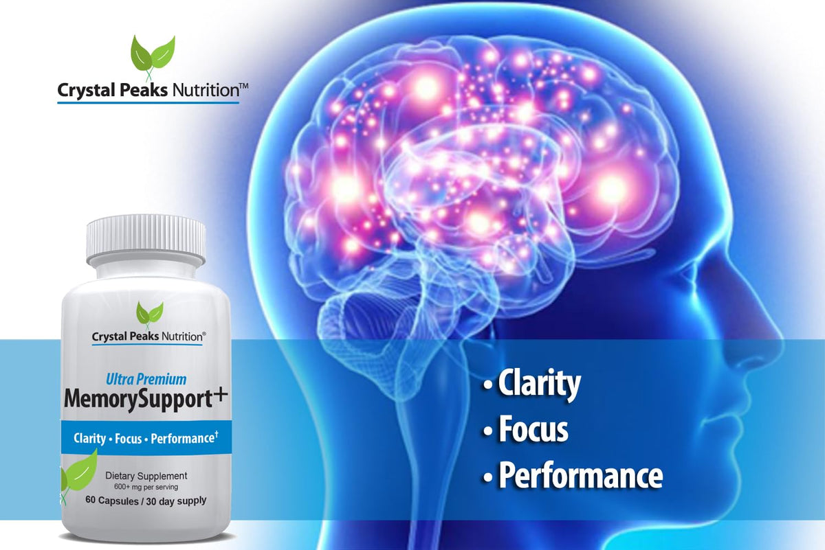 Memory Boost + Brain Support Supplement – Nootropic for Focus, Concentration, Memory. Enhanced Energy, Recall and Alertness - 60 Capsules/30-day Supply. CRYSTAL PEAKS NUTRITION buy supplements Au