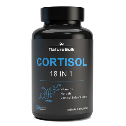 NATUREBULK Cortisol Supplements for Women, 18-in-1 - Premium Blend with Ashwagandha, Rhodiola, Magnesium & L-Theanine - Stress Response Support & Mood Enhancement Formula - 120 Vegetarian Capsules NATUREBULKBuy Supplements Australia
