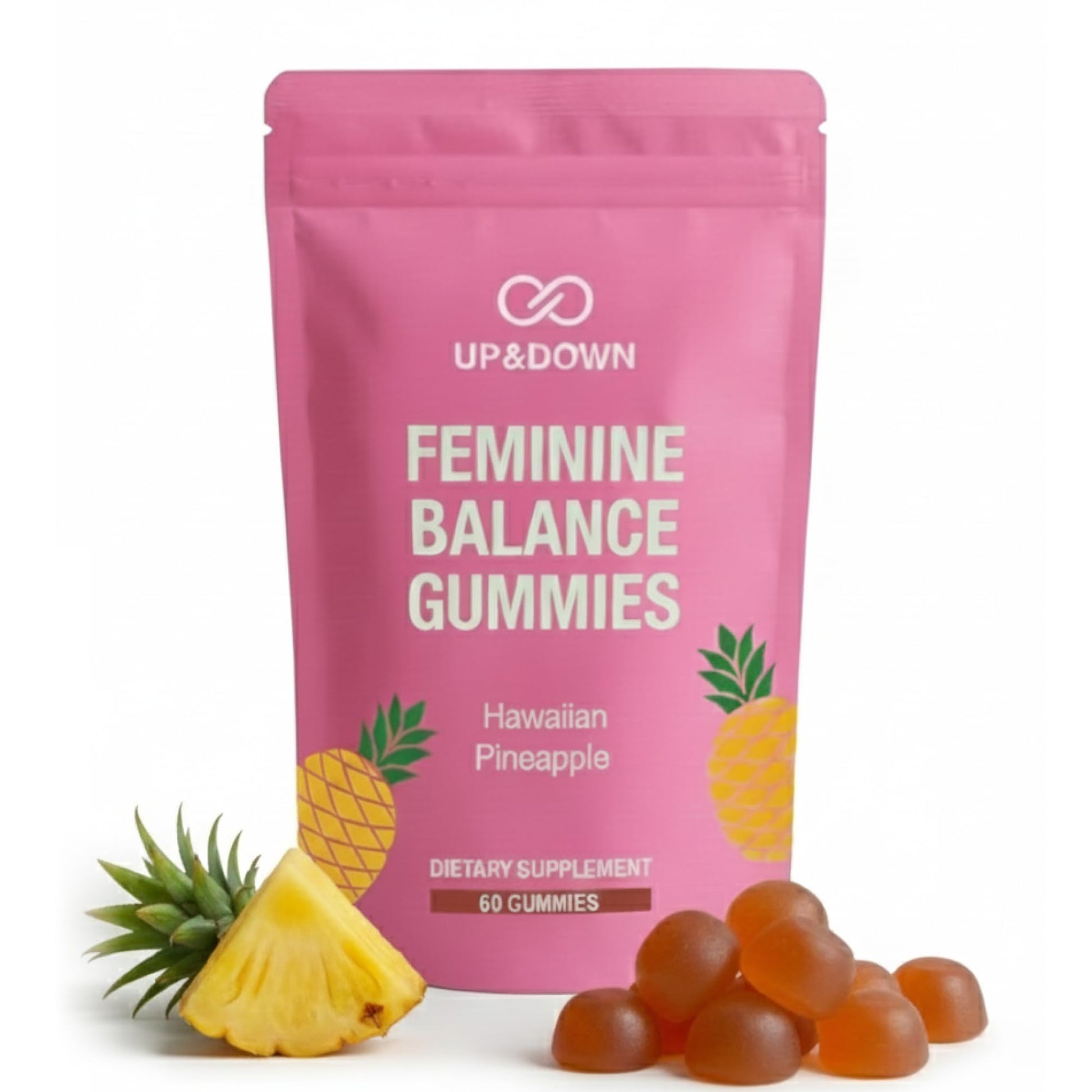 Up&Down Supplements Premium Feminine Balance Gummies for Women | PMS Relief, Mood & Cycle Support | Pineapple + Vitamin C | Ashwagandha & Chasteberry | Vegan, Non-GMO, Gluten Free | 60 Gummies Up&Down SupplementsBuy Supplements Australia