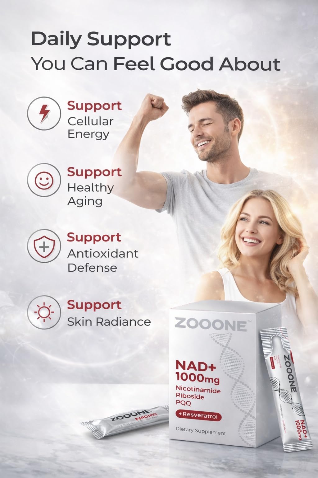 zooone- NAD+ Supplement 30pcs, Premium Nicotinamide Riboside & Resveratrol, DNA Repair & Healthy Aging， Advanced NAD Supplement for Men & Women, Boosts Cellular Energy. zoooneBuy Supplements Australia