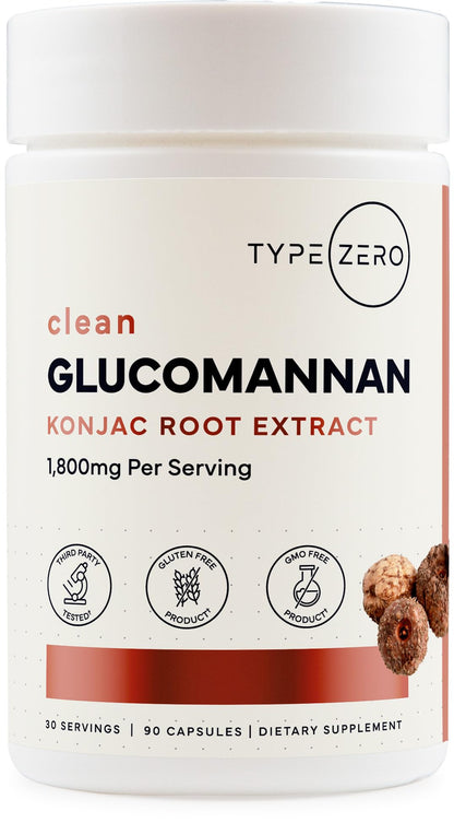 Type Zero Clean Glucomannan Konjac Root Extract (90 Capsules)(1,800 MG Per Serving) - 30 Servings, Non-GMO, Gluten Free Type ZeroBuy Supplements Australia