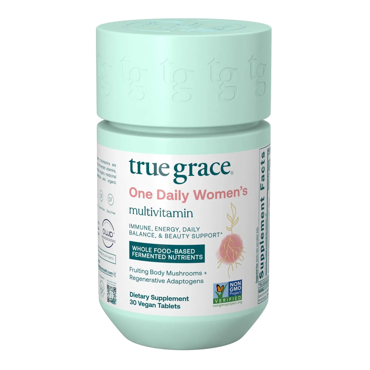 True Grace One Daily Women’s Multivitamin Fermented Minerals, Organic Adaptogens & Mushrooms Whole Body Balance, Immune, Energy, Beauty Support True Grace