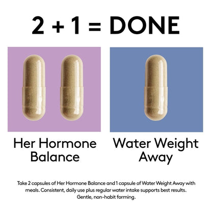 Youth & Tonic PMS & Menopause Bloating Relief Duo – Support for Puffiness, Hormonal Balance & Fluid Retention – Her Hormone Balance + Water Weight Away Natural Herbs for Women, 90 Capsules Youth & TonicBuy Supplements Australia