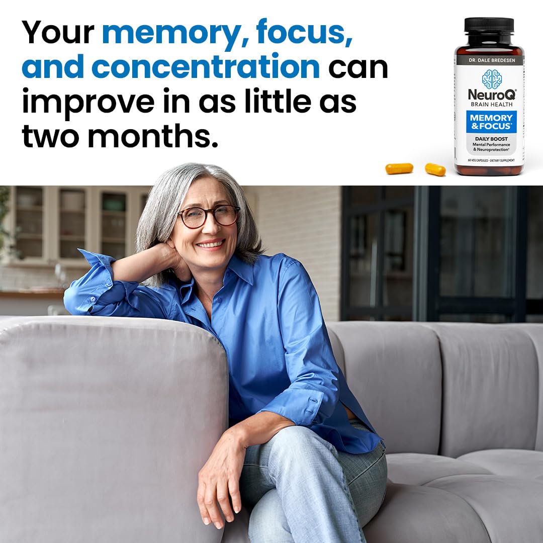 NeuroQ Memory & Focus - Boosts Cognitive Performance & Healthy Brain Function - Neuroprotective Formula by Dr. Dale Bredesen - Gotu Kola Ginkgo Phosphatidylserine Coffee Fruit & Propolis - 60 Capsules LifeSeasonsBuy Supplements Australia