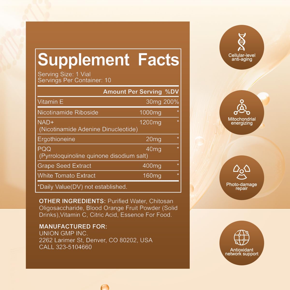 Perseek NAD+ 1200mg Liquid Supplement with Nicotinamide Riboside, PQQ & Grape Seed Extract for Cellular Vitality, Energy Metabolism & Antioxidant Support – 10 Liquid Vials PerseekBuy Supplements Australia