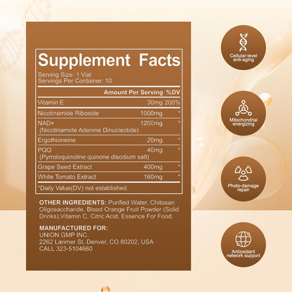 Perseek NAD+ 1200mg Liquid Supplement with Nicotinamide Riboside, PQQ & Grape Seed Extract for Cellular Vitality, Energy Metabolism & Antioxidant Support – 10 Liquid Vials PerseekBuy Supplements Australia