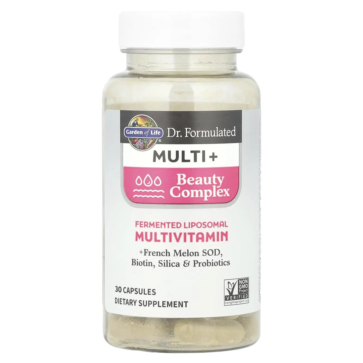 Garden of Life Dr Formulated Multi+ Beauty Complex Fermented Liposomal Multivitamin Plus Hair Skin and Nails Vitamins, French Melon SOD Garden of Life