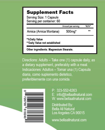 Bella All Natural Arnica Capsules 500 mg, 60 Count Bella All NaturalBuy Supplements Australia