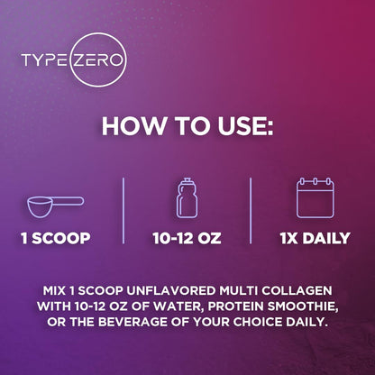 Type Zero Multi Collagen Powder 30 Servings (Unflavored) - Types I, II, III, V, & X Collagen Peptides + Hyaluronic Acid, VIT C, Biotin Type ZeroBuy Supplements Australia