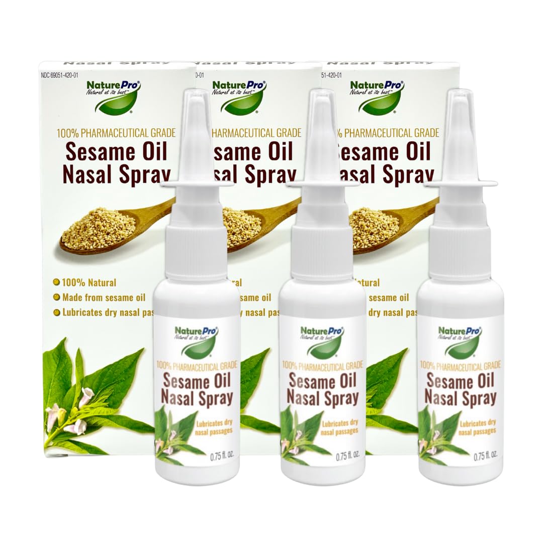NaturePro - 3 Pack All-Natural Nasal Moisturizer Spray with 100% Pharmaceutical Grade Sesame Oil 0.75fl. to Soothe & Moisturize Dry Nose, Organic Nasal Lubricant & Decongestant for Dry Nose Relief NATUREPROBuy Supplements Australia