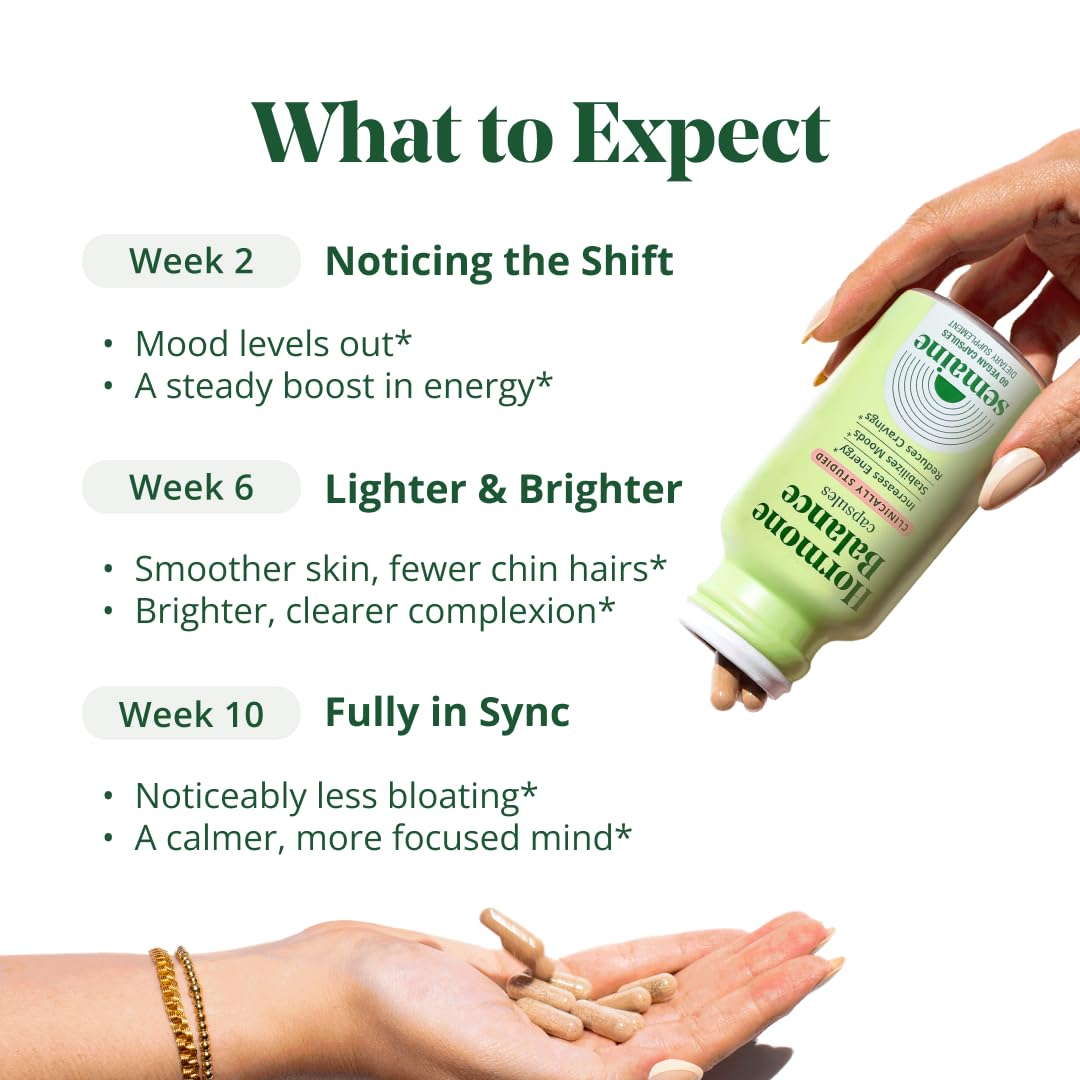 Semaine Hormone Balance – Clearer Skin, Enhanced Moods, Deeper Sleep & Happier Hormones. Hormone-Free, Vegan Capsule, Multi-Symptom Support (60 ct) SemaineBuy Supplements Australia