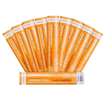 Paleovalley Pasture-Raised Chicken Sticks – 10 Pack – 7g Protein per Stick – Keto-Friendly, Paleo, Gluten-Free, Nitrate-Free – On-the-Go Snack (10 Pack, Buffalo) PaleovalleyBuy Supplements Australia