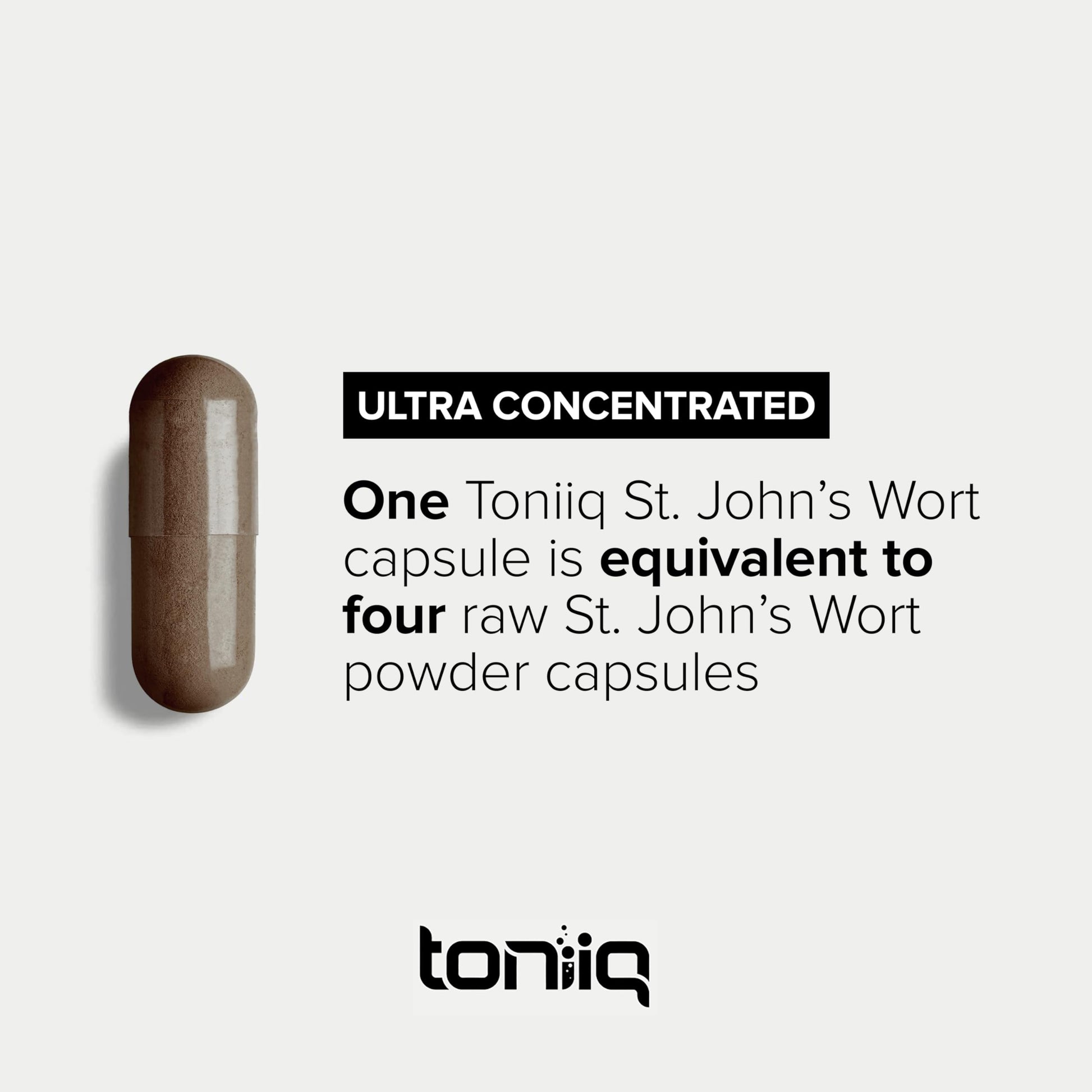Toniiq 1,000mg Ultra High Strength St. John's Wort Capsules (Non-GMO) - 4X Concentrated Extract - 0.3% Hypericin - Highly Purified and Bioavailable - 120 Capsules Toniiq buy supplements Au