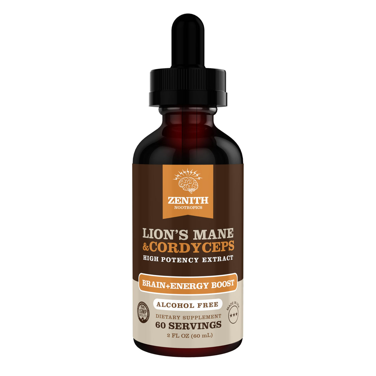 Zenith Nootropics Lion’s Mane & Cordyceps Supplement – Brain & Energy Support – Focus, Memory, Clarity, Immunity – Vegan, Alcohol-Free Tincture – Up-to 2-Month Supply, 2 fl oz Zenith NootropicsBuy Supplements Australia