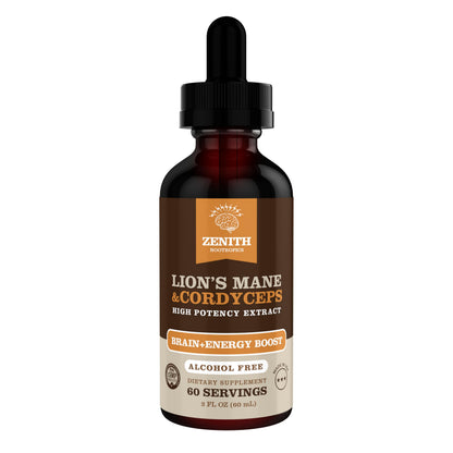 Zenith Nootropics Lion’s Mane & Cordyceps Supplement – Brain & Energy Support – Focus, Memory, Clarity, Immunity – Vegan, Alcohol-Free Tincture – Up-to 2-Month Supply, 2 fl oz Zenith NootropicsBuy Supplements Australia