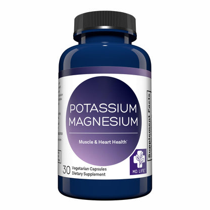 MD. Life Potassium Magnesium Supplement - 30 Capsules - High Absorption Magnesium Complex - Potassium Supplement to Support Vascular Health & Leg Cramp MD.LIFEBuy Supplements Australia