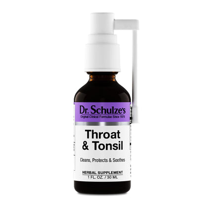 Dr. Schulze's Throat & Tonsil - Soothing Throat Spray for Fast-Acting Protection - Supports Immunity - Plant-Based Formula - Easy-Spray Nozzle - Gluten-Free & Vegan - 1 oz (13 Servings) Dr. Schulze'sBuy Supplements Australia
