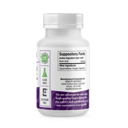 NewLife Naturals - Boric Acid Suppositories for Women pH Balance Pills - 600mg - Feminine Care NewLife NaturalsBuy Supplements Australia