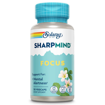 SOLARAY SharpMind Focus, Mental Alertness Nootropic Supplement, Memory Support, Each Capsule with Cognizin Citicoline, Vegan, 60 Day Money Guarantee, 30 Serv 30 Vegetarian Capsules Pills SOLARAYBuy Supplements Australia