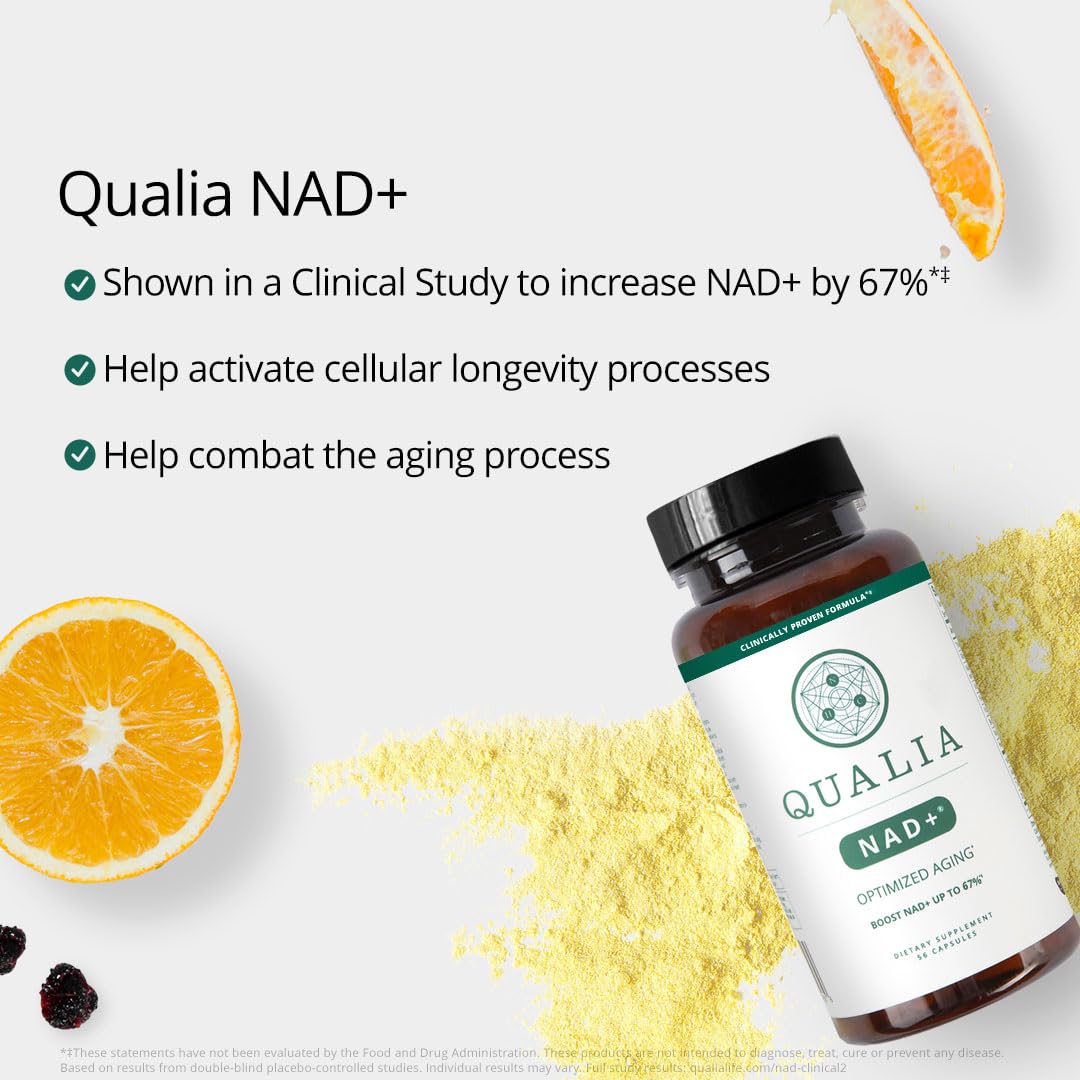 Qualia NAD Supplement — Clinically Proven to Boost NAD+ up to 67%. Optimized Aging, Energy, Focus. Elite NAD+ Booster Ingredients Nicotinamide Riboside (NIAGEN), Niacin, Niacinamide (1 Month Supply) QUALIA LIFE SCIENCESBuy Supplements Australia