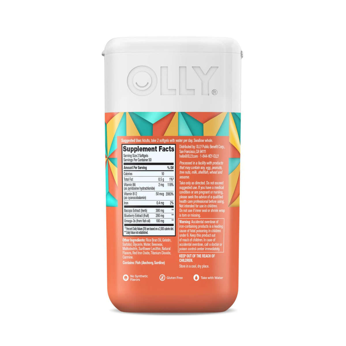 OLLY Ultra Strength Brain Softgels, Nootropic, Supports Healthy Brain Function, Memory, Focus and Concentration, Omega-3s, Vitamins B6 and B12, 30 Day Supply - 60 Count OLLYBuy Supplements Australia