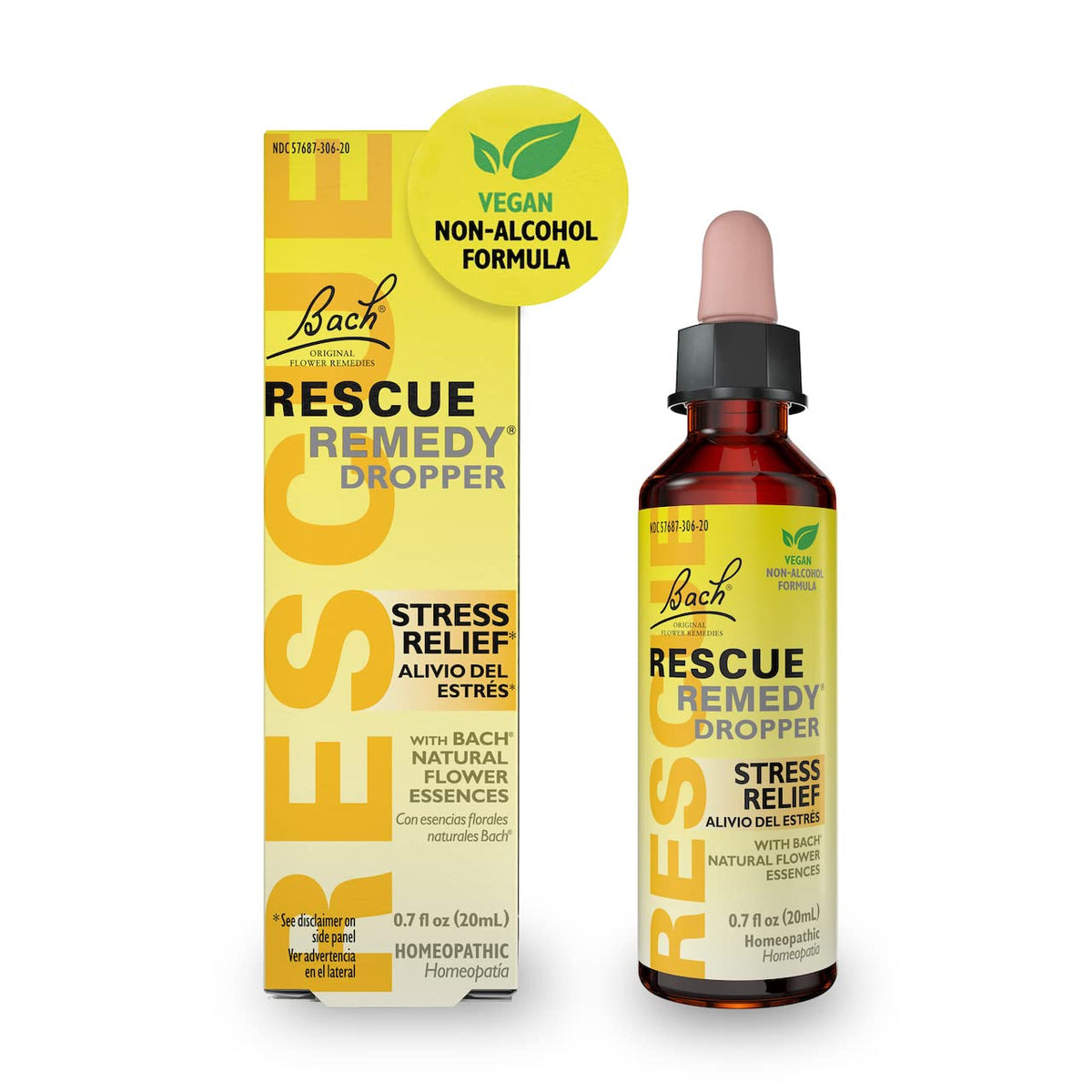 RESCUE Bach Remedy Dropper 20mL, Natural Stress Relief, Homeopathic Flower Essence, Vegan, Gluten & Sugar-Free, Non-Habit Forming (Non-Alcohol Formula) RESCUE buy supplements Au