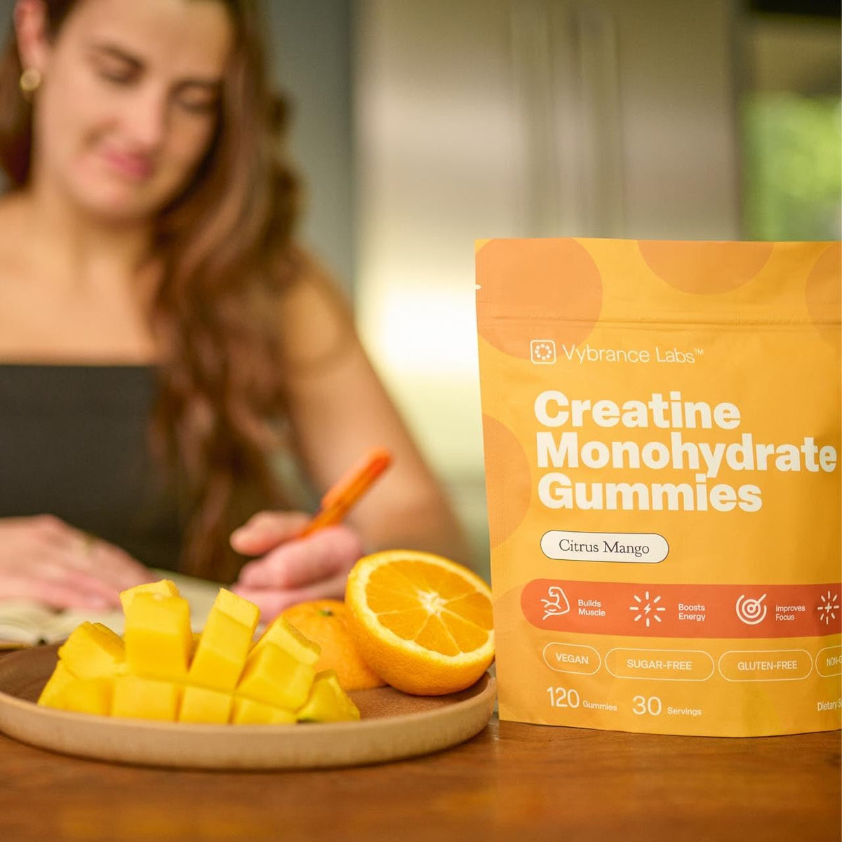 VYBRANCE LABS Creapure Creatine Gummies 5g + Taurine & B12 - Sugar-Free, Vegan, Gluten-Free - Citrus Mango - 120 Count (30 Servings) for Strength, Energy & Focus VYBRANCE LABSBuy Supplements Australia