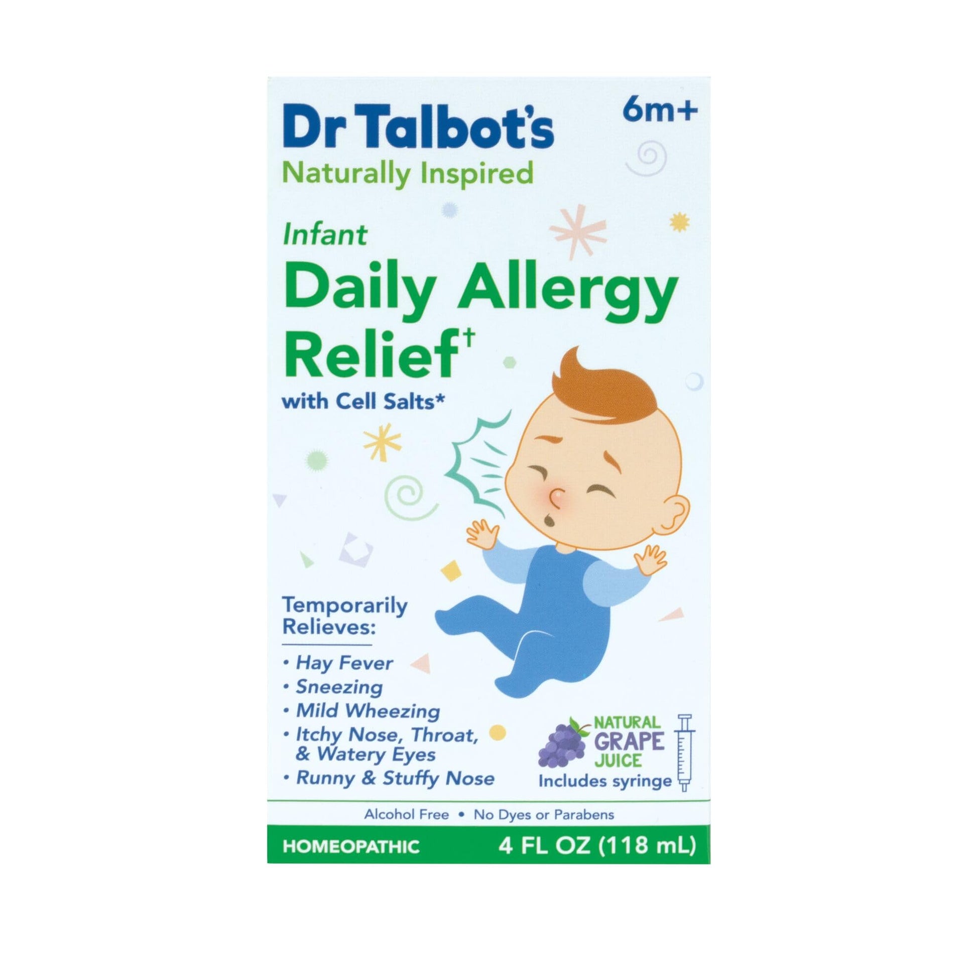 Dr. Talbot's Infant Daily Allergy Relief Liquid Medicine, Naturally Inspired for Babies, Includes Syringe, Grape Juice Flavor, Purple, 4 Fl Oz Dr. Talbot's buy supplements Au