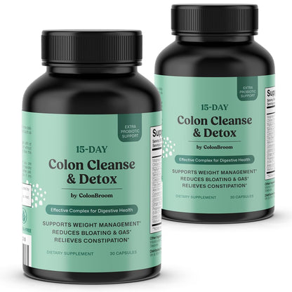 ColonBroom 15 Day Colon Cleanse & Detox Cleanse for Weight Management with Probiotics & Magnesium | Reduce Bloating & Boost Metabolism & Digestion - Effective Gut Cleanser Detox (2 Bottles) ColonBroomBuy Supplements Australia