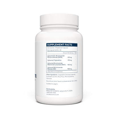 RENUE by SCIENCE NAD+ Complete | 120 Liposomal NAD Supplement Capsules with NMN, NR & Trigonelline - 210mg NMN & 160mg NAD per Serving | Bioavailable Formula for Increased Absorption | Made in the USA Renue By ScienceBuy Supplements Australia