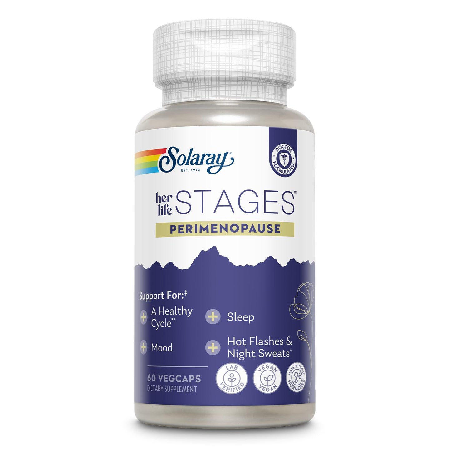 SOLARAY Perimenopause her Life Stages - Perimenopause Supplements Women - Hot Flashes, Menopause Support - Saffron and Chasteberry - Made Without Hormones - 60-Day Guarantee - 30 Servings, 60 VegCaps SOLARAYBuy Supplements Australia