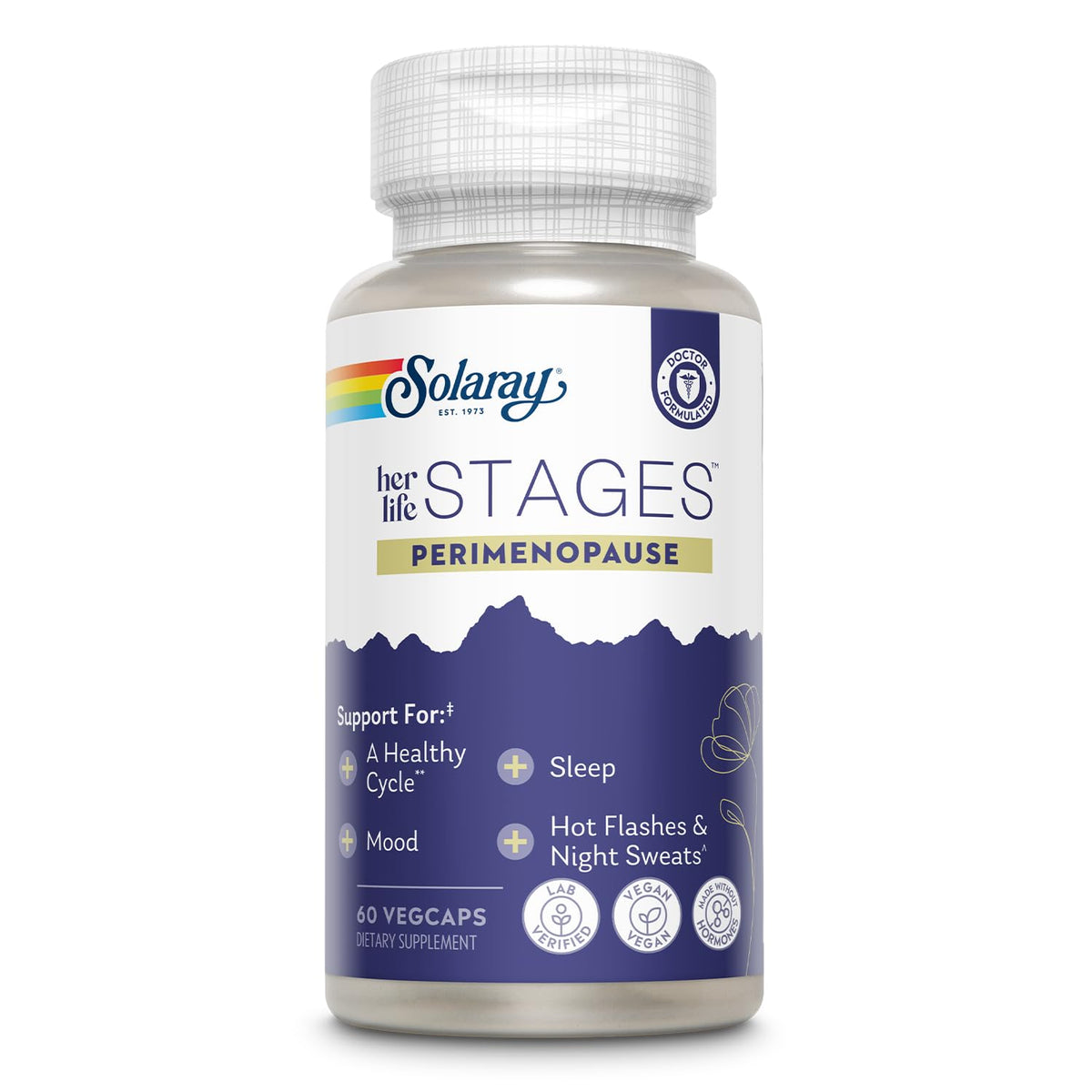 SOLARAY Perimenopause her Life Stages - Perimenopause Supplements Women - Hot Flashes, Menopause Support - Saffron and Chasteberry - Made Without Hormones - 60-Day Guarantee - 30 Servings, 60 VegCaps SOLARAYBuy Supplements Australia